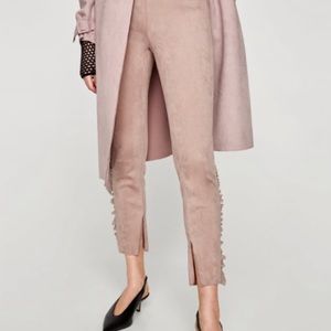 ZARA Blush Pink Faux Suede Raffle Pants NWT